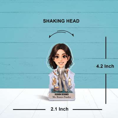 Personalized Fashion Designer Bobblehead Caricature Home & Office Décor for Stylists & Tailors | Fashion Designer Gift for Wife, Sister, Daughter & Friends  Battery Powered Moving Head